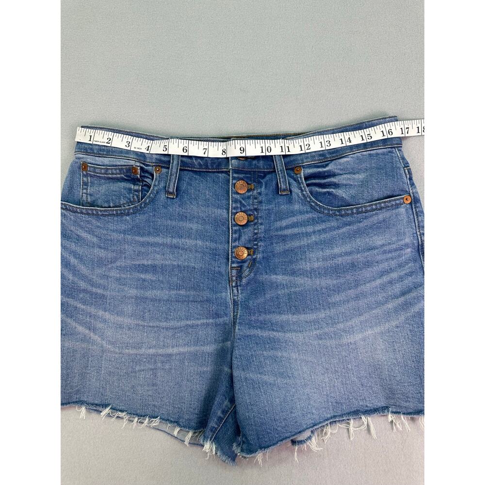 Madewell High Rise Denim Cut Off Shorts Fly Frayed Hem Medium Wash Size 30 - Picture 7 of 10